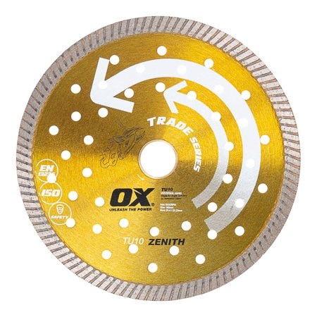 Ox Tools Trade Turbo Universal/Hard Diamond Blade, Diameter: 7" / 180mm, Bore: DM-7/8" - 5/8" / 22mm - 15mm OX-TU10-7
